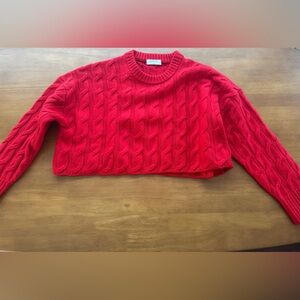 Red Cable Knit Women's Sweater